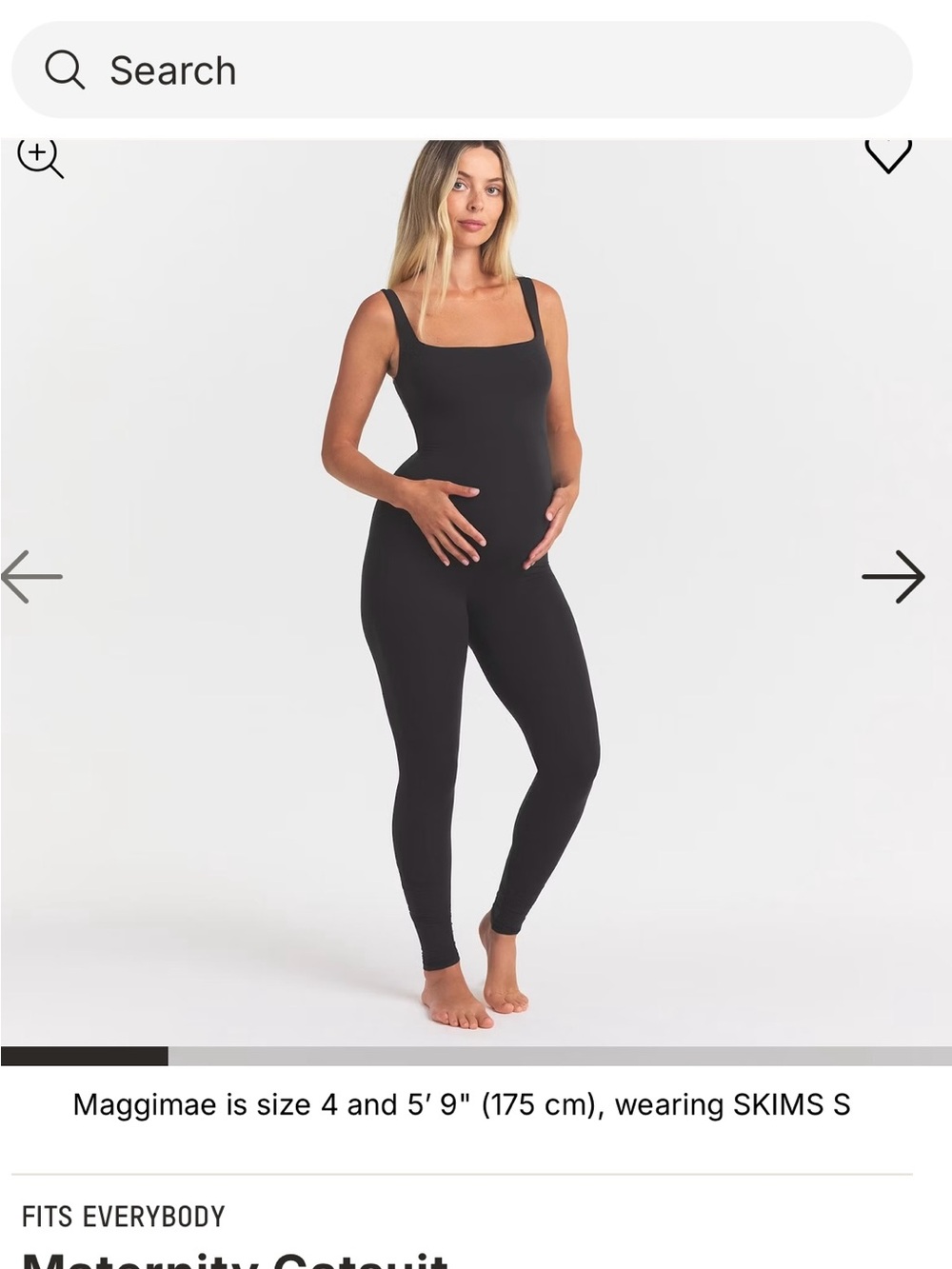 SKIMS Black Maternity Square-Neck Jumpsuit